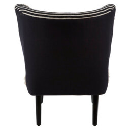 Orsina Black Moroccan Chair, Contemporary Mango Wood Frame Accent Chair, Black And White Patterned Fabric Seating - thumbnail 2