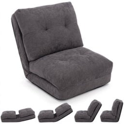 Grey Comfy Padded 5 Level Adjustable Floor Chair Reading Meditation Lazy Lounger - thumbnail 5