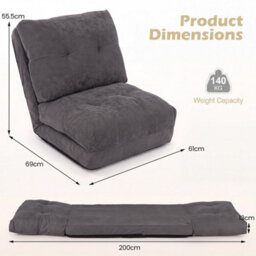 Grey Comfy Padded 5 Level Adjustable Floor Chair Reading Meditation Lazy Lounger - thumbnail 2