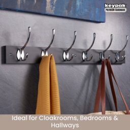 Keypak Victorian 6 Hook Wall-Mount Wooden Coat Rack, 68Cm - Black Board, Polished Chrome Hook - Pre-Assembled, Fixings Included - thumbnail 5