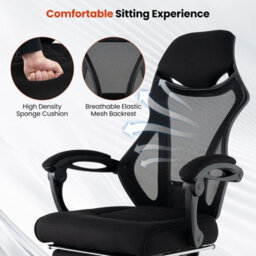 Gainoom Ergonomic Mesh Office Chair Black Adjustable Executive Chair W/ Footrest - thumbnail 7
