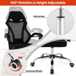 Gainoom Ergonomic Mesh Office Chair Black Adjustable Executive Chair W/ Footrest - thumbnail 5