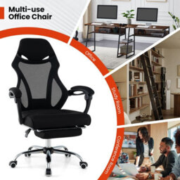 Gainoom Ergonomic Mesh Office Chair Black Adjustable Executive Chair W/ Footrest - thumbnail 8