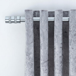 A.unique Home Diamante Barrel Metal Extendable Curtain Pole With Rings And Fittings (25/28mm) - Nickel, 70Cm - 120Cm Approx - thumbnail 3