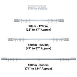 A.unique Home Diamante Barrel Metal Extendable Curtain Pole With Rings And Fittings (25/28mm) - Nickel, 70Cm - 120Cm Approx - thumbnail 6
