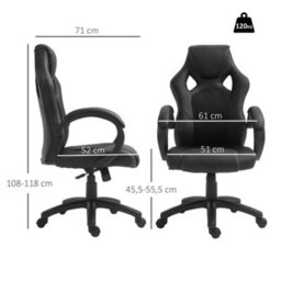 HOMCOM Vinsetto Racing Gaming Chair Swivel Home Office Gamer Chair With Wheels Black - thumbnail 3