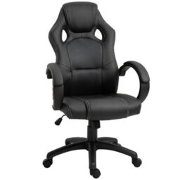 HOMCOM Vinsetto Racing Gaming Chair Swivel Home Office Gamer Chair With Wheels Black - thumbnail 2