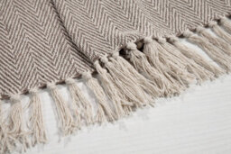 Ehc Natural Cotton Two Tone Herringbone Sofa Arm Chair Bedspread Settee Single Throw, Beige - 150 X 200 Cm, Double Size - thumbnail 3
