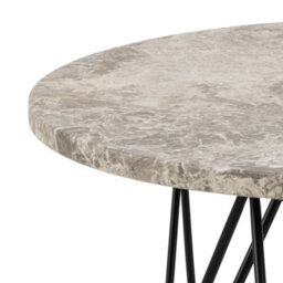 Furniture To Go Prunus Round Side Table In Grey Marble And Black Coated Steel Base 55X41.4Cm - thumbnail 5
