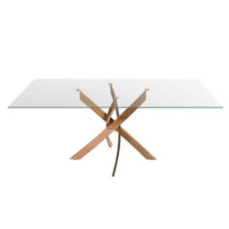 Angel Cerda Rectangular Dining Table In Tempered Glass And Pink Steel - thumbnail 6