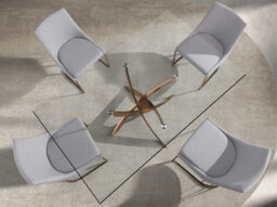 Angel Cerda Rectangular Dining Table In Tempered Glass And Pink Steel - thumbnail 4