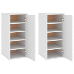 Berkfield Shoe Cabinets 2 Pcs White 32X35X70 Cm Engineered Wood - thumbnail 2