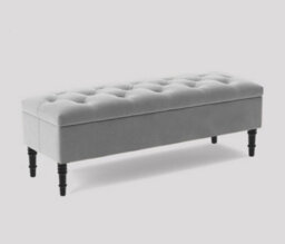 Alyana Ottoman Bench With Storage And Turned Wooden Legs. 150Cm Wide Ottoman Box - Silver Plush Velvet