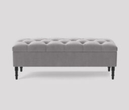 Alyana Ottoman Bench With Storage And Turned Wooden Legs. 150Cm Wide Ottoman Box - Silver Plush Velvet - thumbnail 3