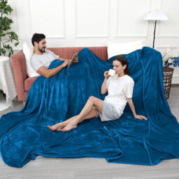 Alivio Faux Fur Mink Throw Luxury Super Soft Plain Bed Sofa Settee Throw Blanket, Medium, Ocean Blue - thumbnail 5