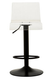 Orsina Modern Acryclic And Black Metal Bar Stool, Luxurious Bar Stool For Kitchen, Comfortable Metal Bar Stool