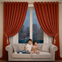 Oxford Homeware Eyelet Linen Effect Curtains Rust Fully Lined 100% Blackout Thermal Insulated Curtains Pair (W)228Cm X (L)228Cm - thumbnail 7