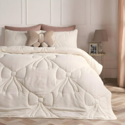 Ohs Bow Lattice Coverless 7.5 Tog Duvet Bedding Set With Pillowcase - Ivory - thumbnail 1