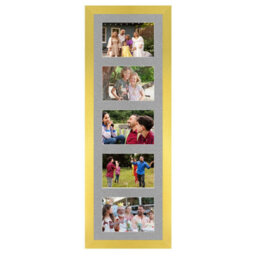 AK Frames 26X8 Gold Modern Multi Photo Frame With Silver Mount - Holds 5 Apertures (5X) 6X4 Photos - thumbnail 1
