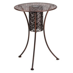 Filigree Silhouette Bistro Table With Built-In Solar Light - Weather Resistant Metal Led Illuminated Garden Table - H60 X 45Cm Dia - thumbnail 4