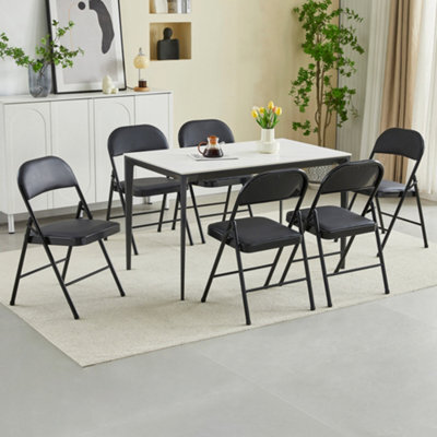 Mcc Direct Set Of 6 Folding Dining Chairs With Metal Frame And Padded Seats Black - image 1
