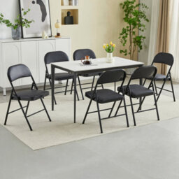Mcc Direct Set Of 6 Folding Dining Chairs With Metal Frame And Padded Seats Black - thumbnail 1