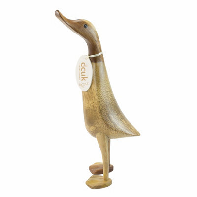 Dcuk Natural Wooden Ducklet Home Ornament, Handcrafted 30 Cm Decorative Wooden Figurine For Shelves And Mantels