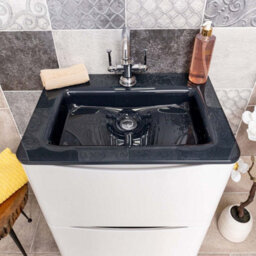 Plum&clay Eden Gloss White Floorstanding Vanity Unit With Grey Glass Basin (W)600mm - thumbnail 6