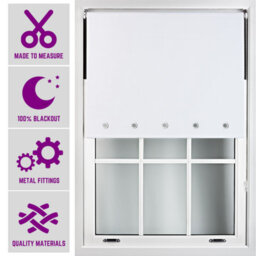Furnished Made To Measure Blackout Roller Blinds With Round Eyelets And Metal Fittings - White (W)60Cm (L)165Cm - thumbnail 1