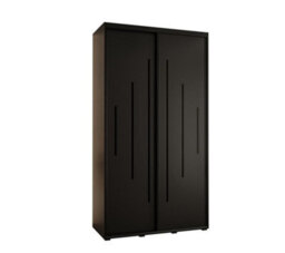 Arte Cannes Xii Sliding Door Wardrobe W140Cm - Sleek Black Storage For Compact Spaces - thumbnail 1