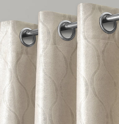 Velosso Durable Ring Top Curtains - Dimout Textured, Stylish Window Coverings, Easy-Care Fabric, Machine Cold Wash - Cream