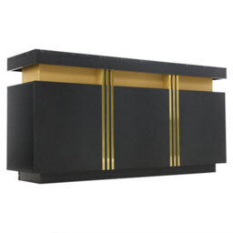 "Btm Modern Black And Gold Buffet Cabinet, 55"" Sideboard With Faux Marble Top, 3 Doors And Adjustable Shelves, Luxury Storage" - thumbnail 9