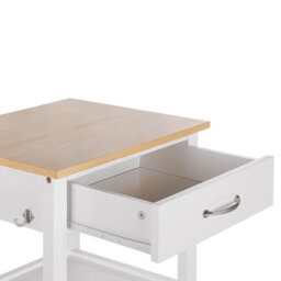 Wyld And Coco Novahome Kitchen Trolley White With Wood-Look Top, Drawer And Lockable Castors - 89 Cm High - thumbnail 7