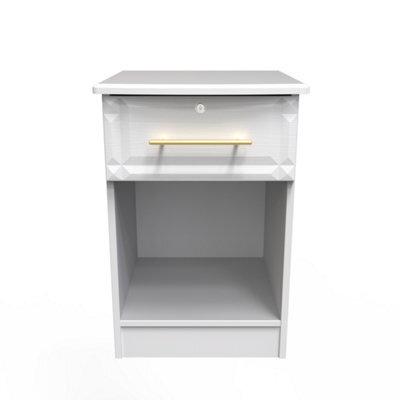 Norfolk 1 Drawer Bedside Cabinet - Lockable In White Ash (Ready Assembled) - image 1