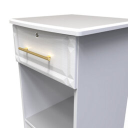 Norfolk 1 Drawer Bedside Cabinet - Lockable In White Ash (Ready Assembled) - thumbnail 4