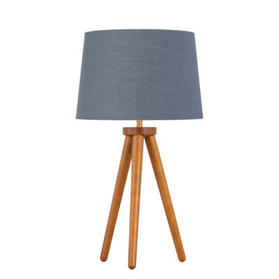 First Choice Lighting Voyage - Dark Oak Table Lamp Or Bedside Light With Grey And Gold Shade - image 1