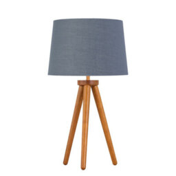 First Choice Lighting Voyage - Dark Oak Table Lamp Or Bedside Light With Grey And Gold Shade