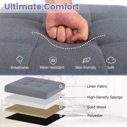 Gainoom Grey Square Storage Ottoman Linen Fabric Upholstered Footstool With Lid And Padded Seat - thumbnail 8