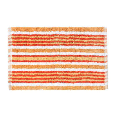 Homescapes Handloomed Striped Cotton Orange Bath Mat - image 1