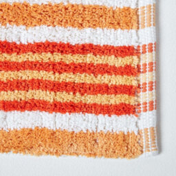 Homescapes Handloomed Striped Cotton Orange Bath Mat - thumbnail 2
