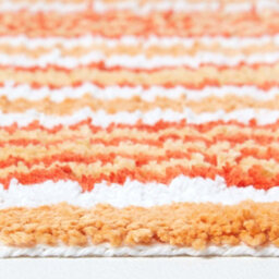 Homescapes Handloomed Striped Cotton Orange Bath Mat - thumbnail 3