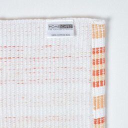 Homescapes Handloomed Striped Cotton Orange Bath Mat - thumbnail 5