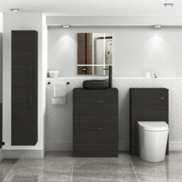 Royal Bathrooms Turin 500mm Freestanding Bathroom Vanity Unit With Sink 2 Drawer Hale Black & Milan Black Countertop Basin - thumbnail 3