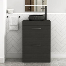 Royal Bathrooms Turin 500mm Freestanding Bathroom Vanity Unit With Sink 2 Drawer Hale Black & Milan Black Countertop Basin - thumbnail 1
