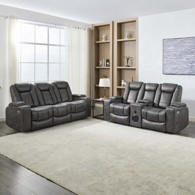 More4Homes Ashton 2+3 Seater Fabric Auto Recliner Sofa Set Grey - image 1