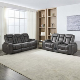 More4Homes Ashton 2+3 Seater Fabric Auto Recliner Sofa Set Grey - thumbnail 1
