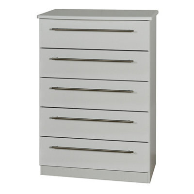 Bergamo Ready Assembled Matt Grey 5 Drawer Chest (H)1075mm (W)765mm (D)415mm - image 1