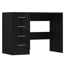Reflect 3 Door Mirror Wardrobe, 5 Drawer Chest, 2 Drawer Bedside & Desk - Black Gloss & Black Oak - Modern Bedroom Furniture Set - thumbnail 8