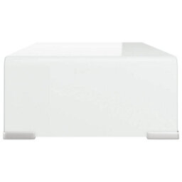 Berkfield Tv Stand/monitor Riser Glass White 40X25X11 Cm - thumbnail 4