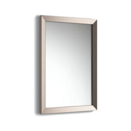 Ibathuk Brillia Modern Wall Hung Mirror, Metallic Nickel Frame, Bevelled Glass Bathroom Mirror Furniture For Contemporary Spaces